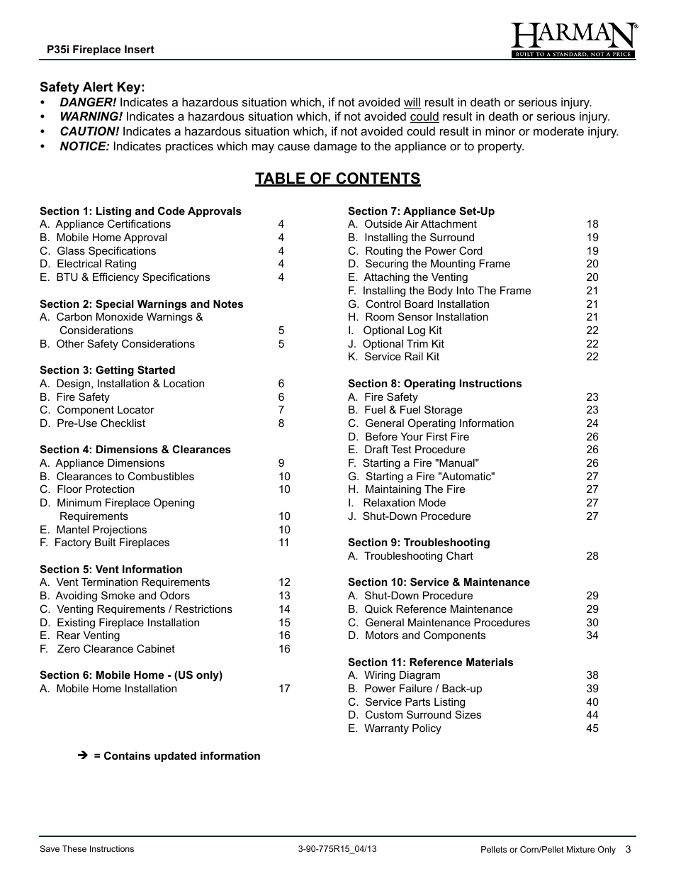 Harman Stove Company P35I User Manual | Page 3 / 50