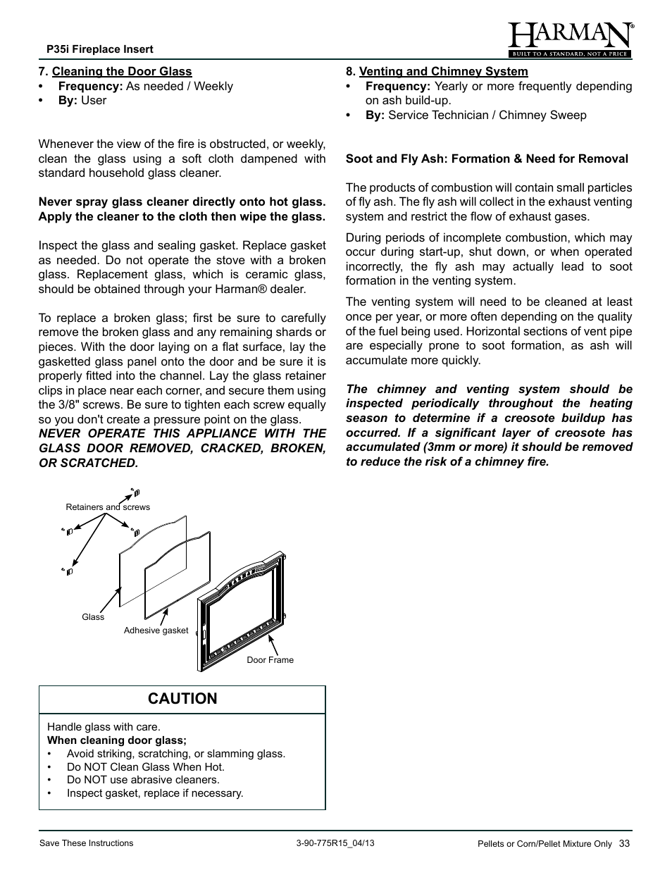 Caution | Harman Stove Company P35I User Manual | Page 33 / 50