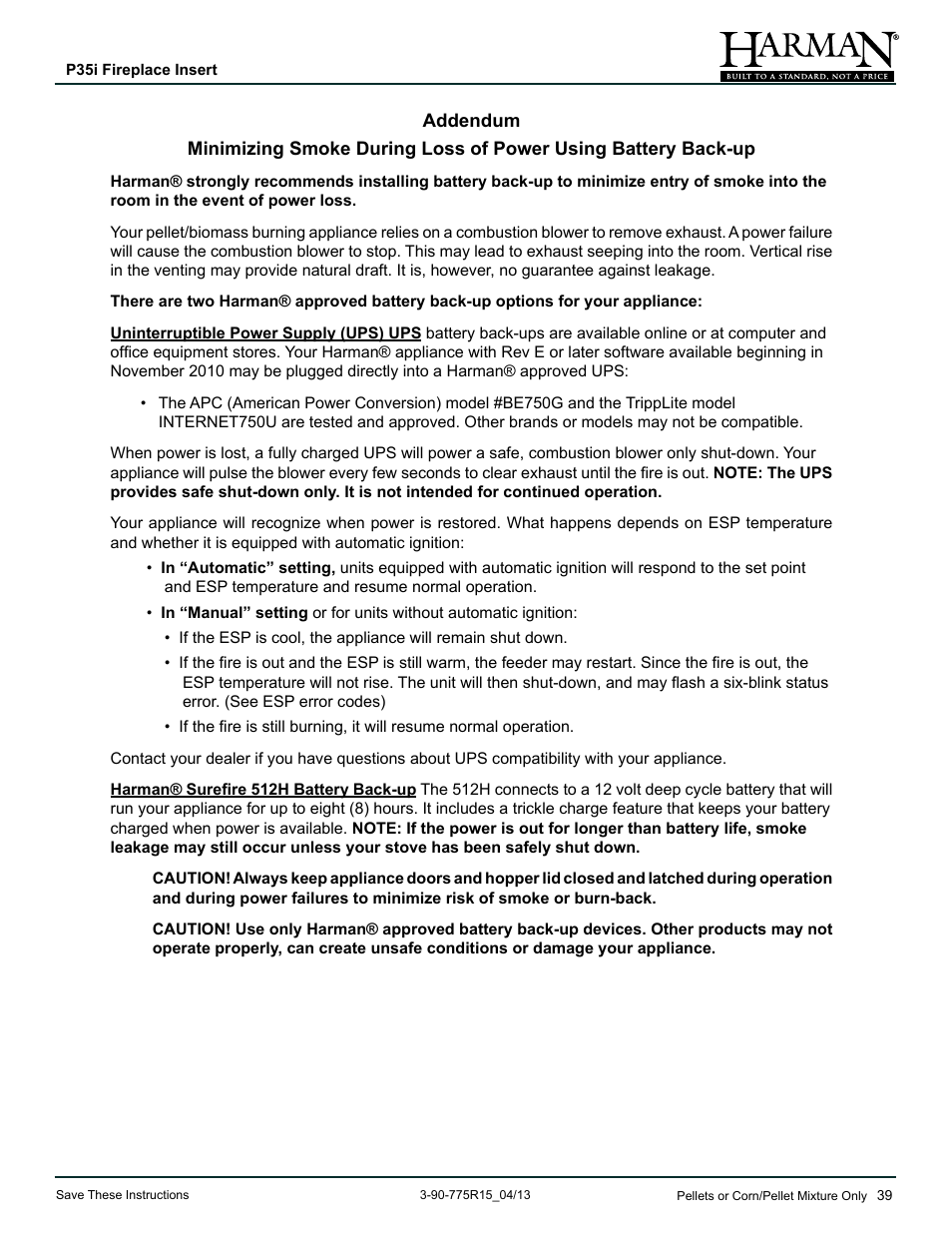Harman Stove Company P35I User Manual | Page 39 / 50