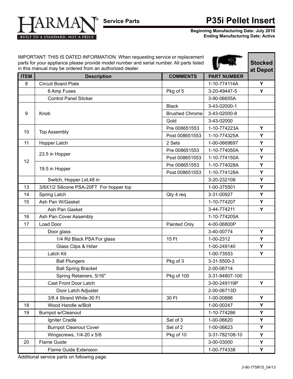 P35i pellet insert | Harman Stove Company P35I User Manual | Page 42 / 50