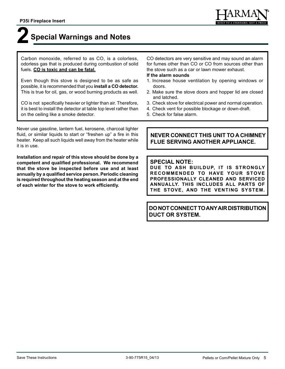 Harman Stove Company P35I User Manual | Page 5 / 50