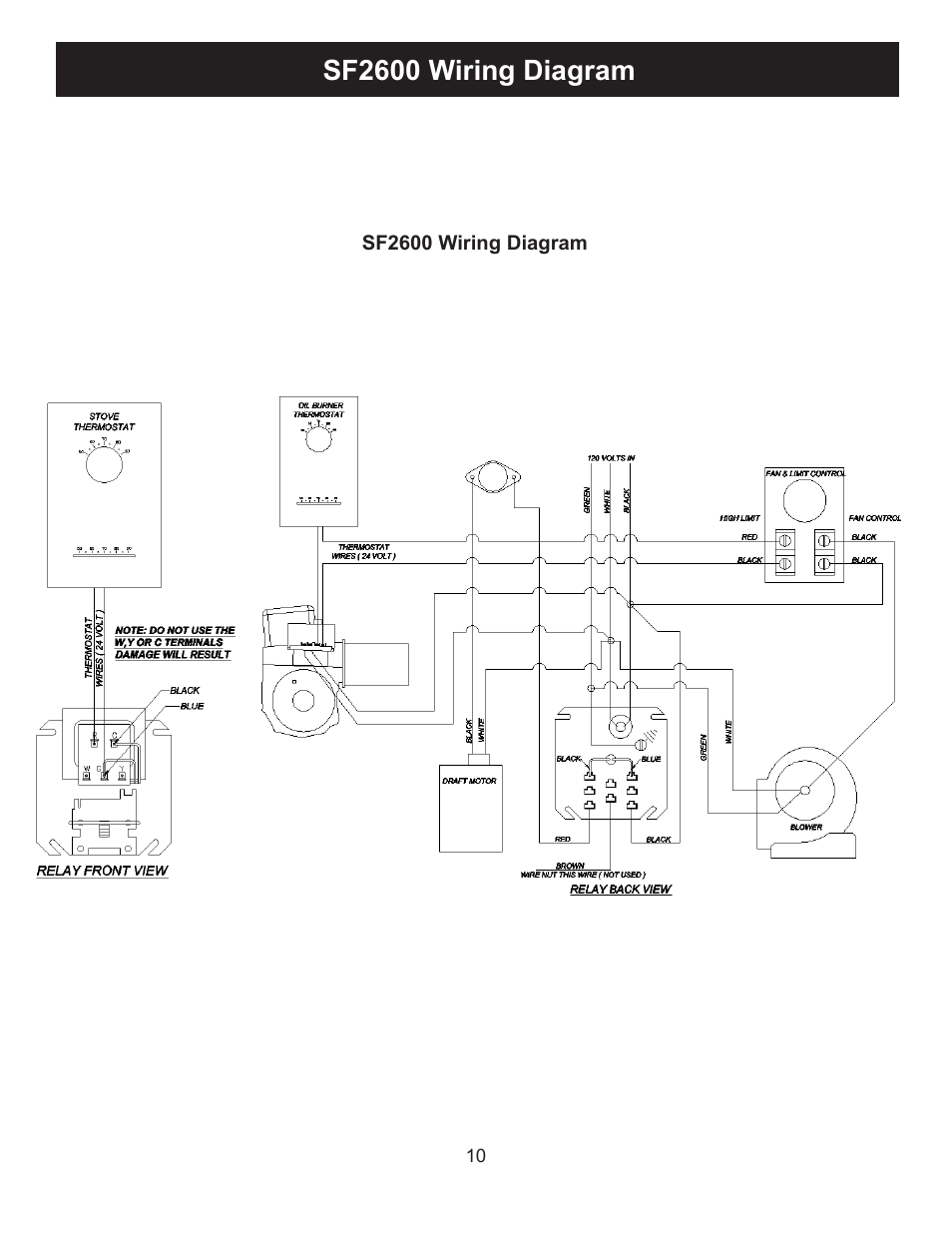 Sf2600 wiring diagram | Harman Stove Company SF2600A User Manual | Page 10 / 20