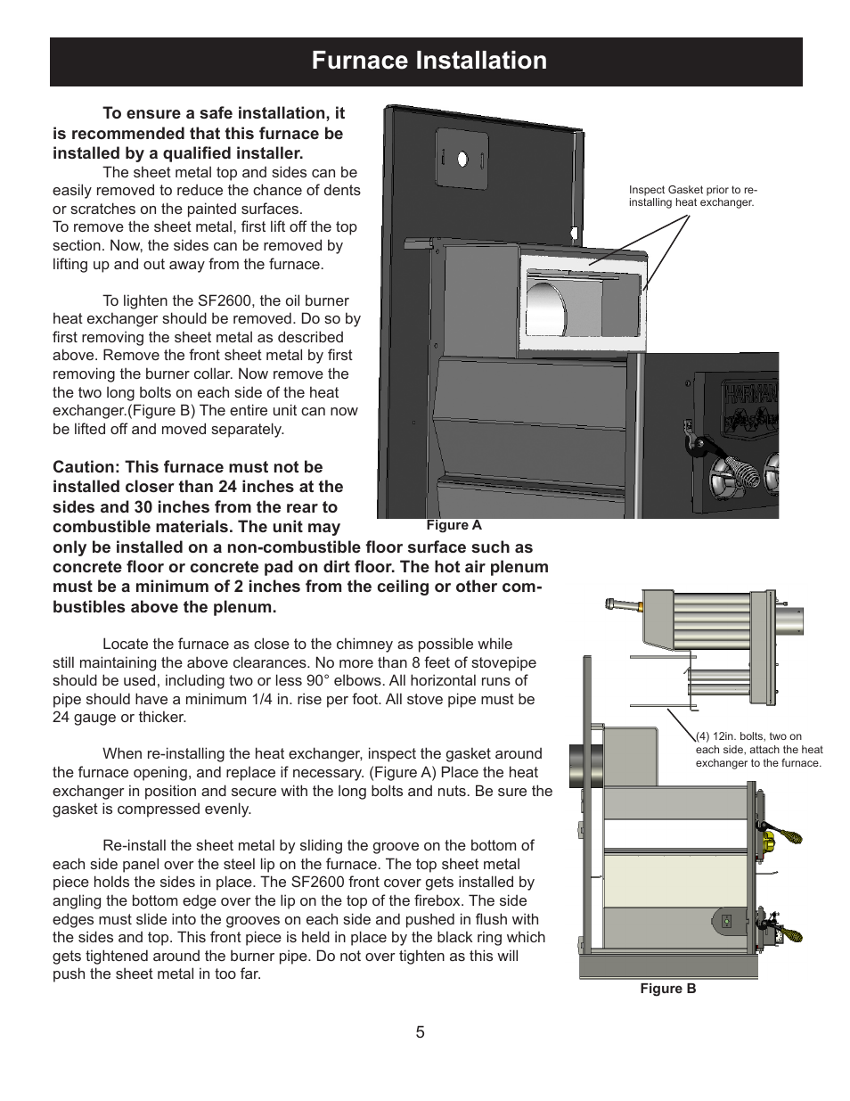 Furnace installation | Harman Stove Company SF2600A User Manual | Page 5 / 20