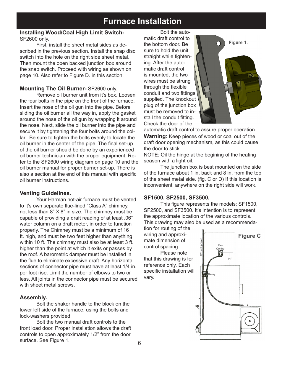 Furnace installation | Harman Stove Company SF2600A User Manual | Page 6 / 20