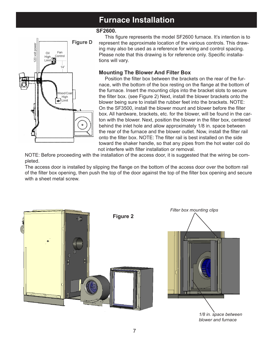 Furnace installation | Harman Stove Company SF2600A User Manual | Page 7 / 20