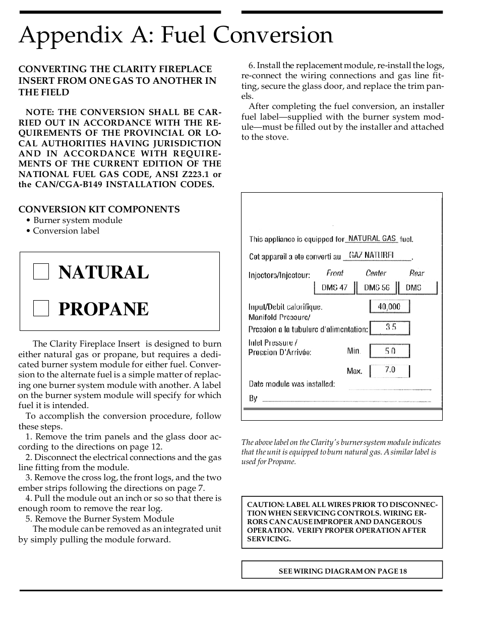 Appendix a: fuel conversion, Propane natural | Harman Stove Company 828i User Manual | Page 15 / 23