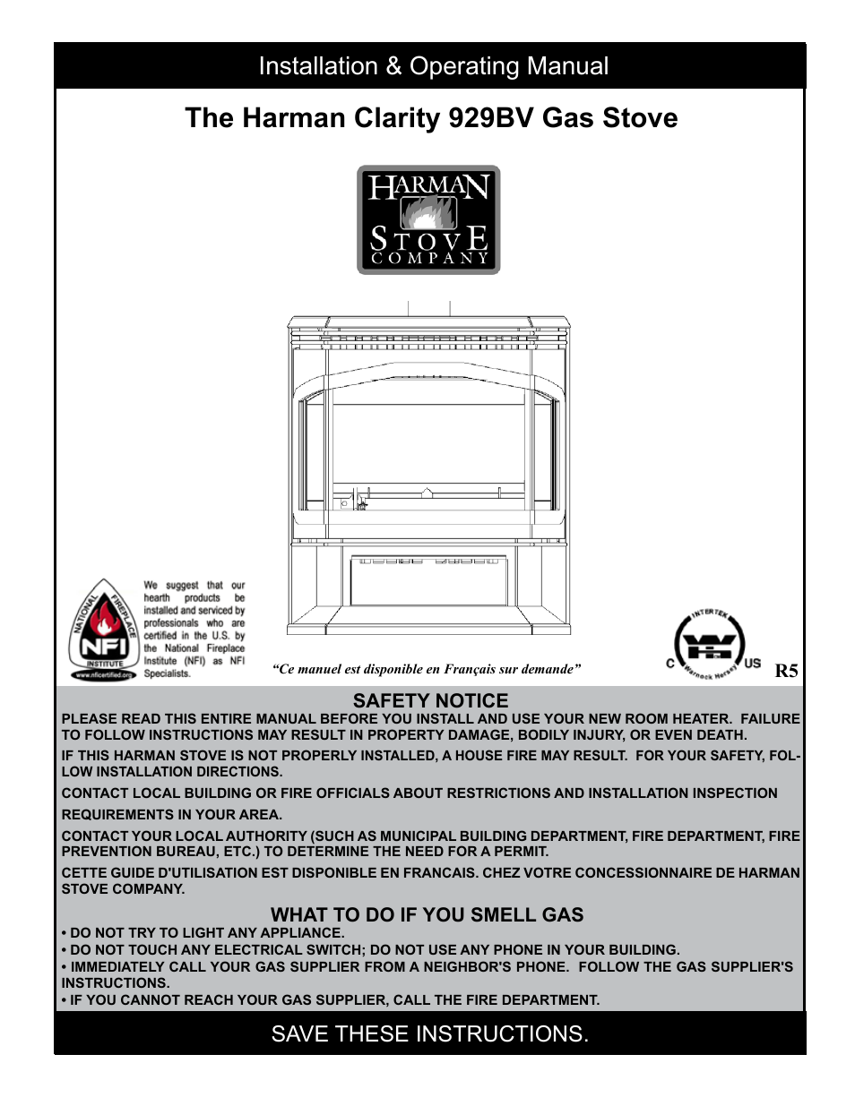 Harman Stove Company Harman Gas 929BV User Manual | 20 pages