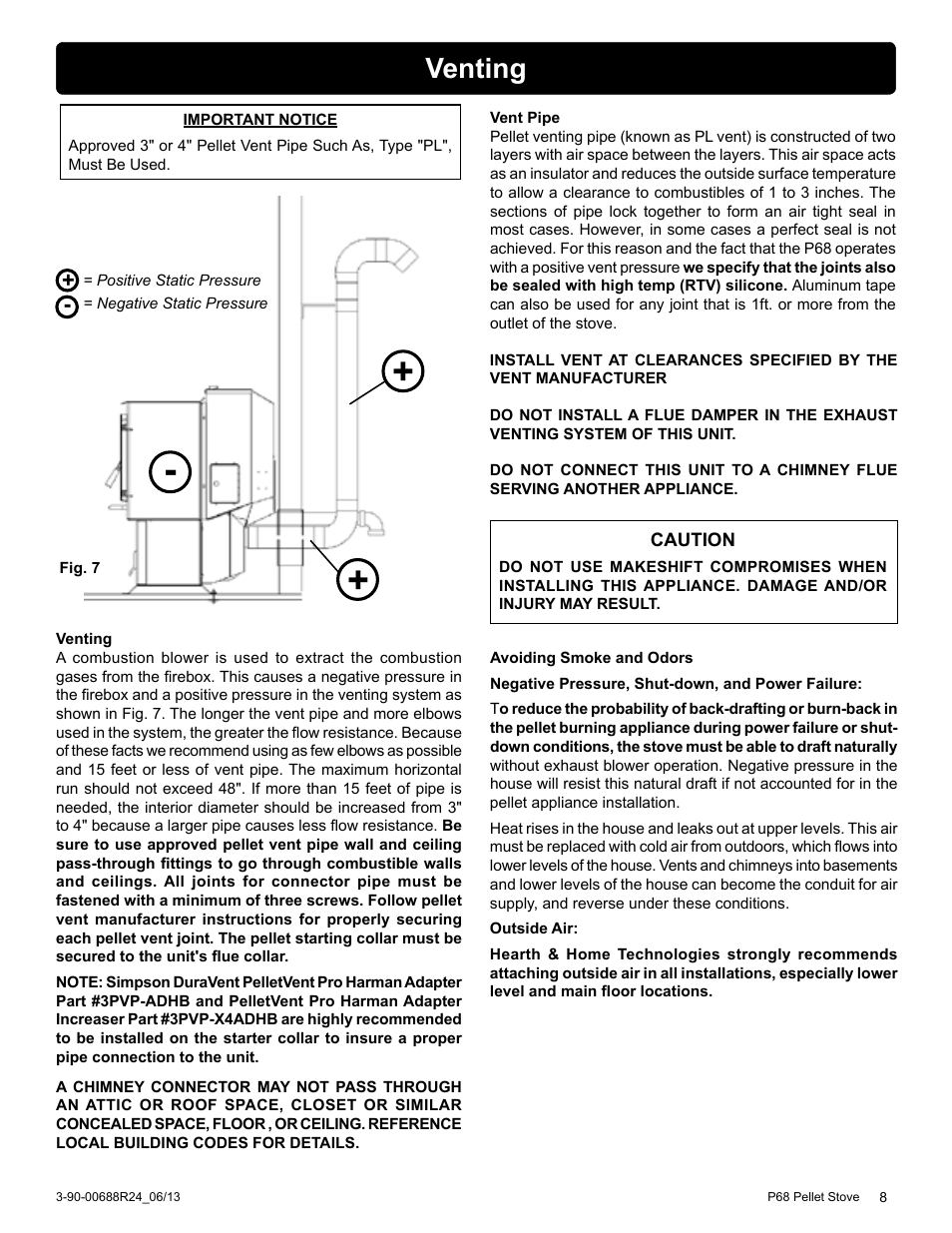 Venting | Harman Stove Company HARMAN P68 User Manual | Page 8 / 42