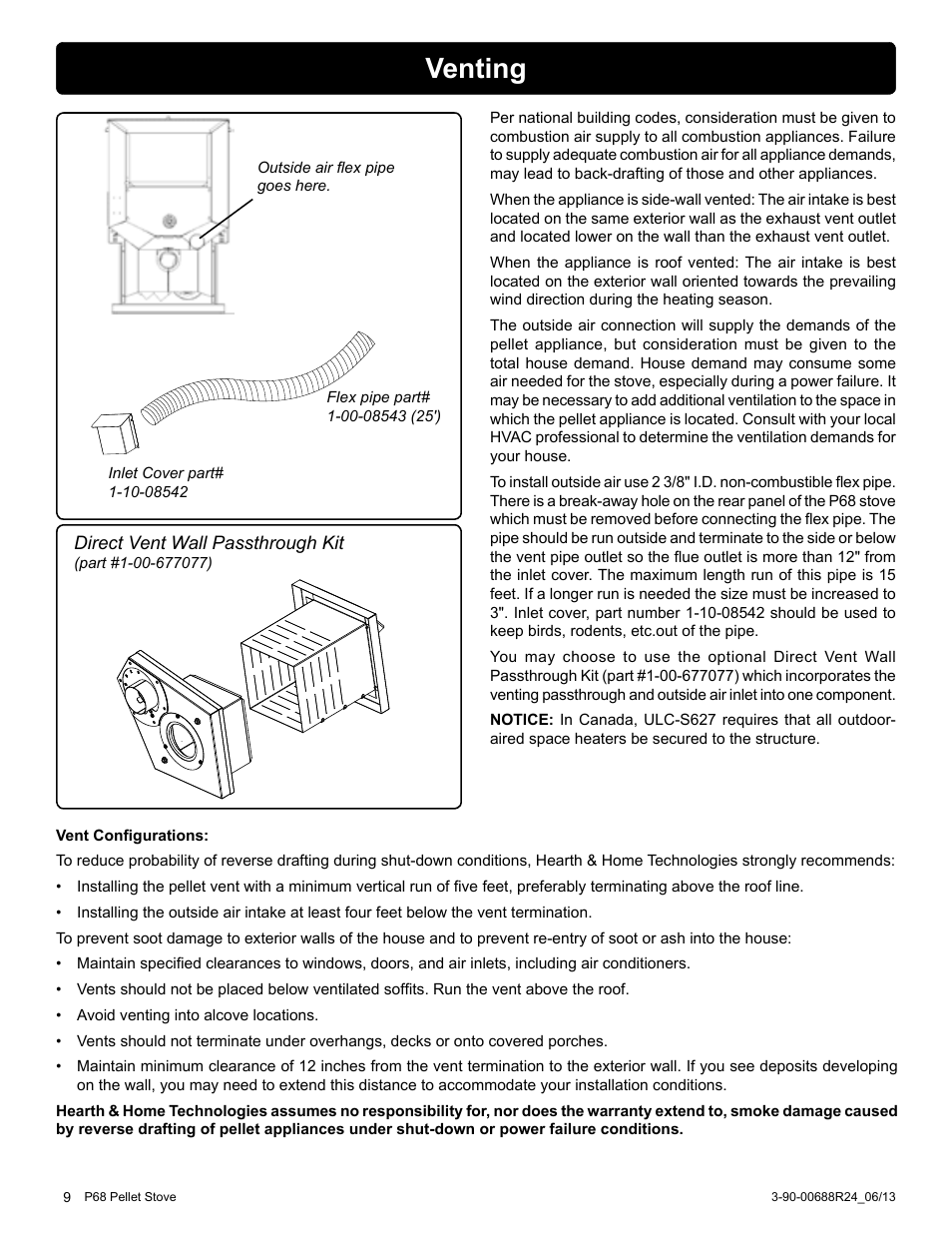 Venting | Harman Stove Company HARMAN P68 User Manual | Page 9 / 42