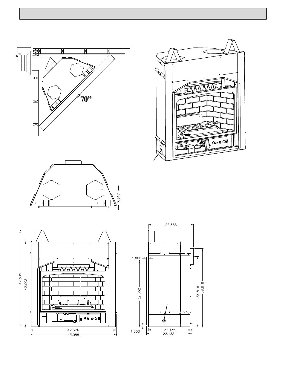 Specifications rear vent corner 70 | Harman Stove Company HB 38 DV User Manual | Page 10 / 46