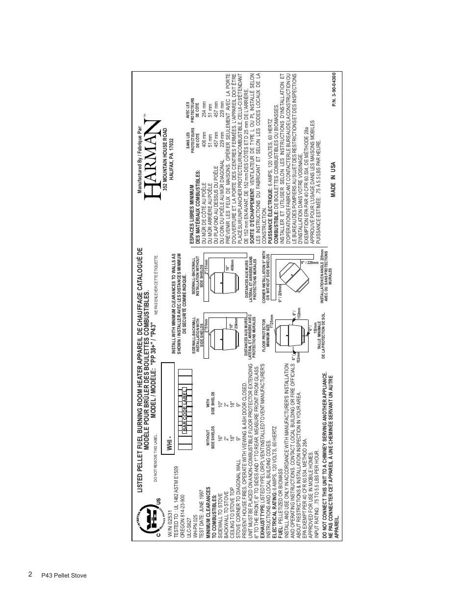 Harman Stove Company P43 User Manual | Page 2 / 32