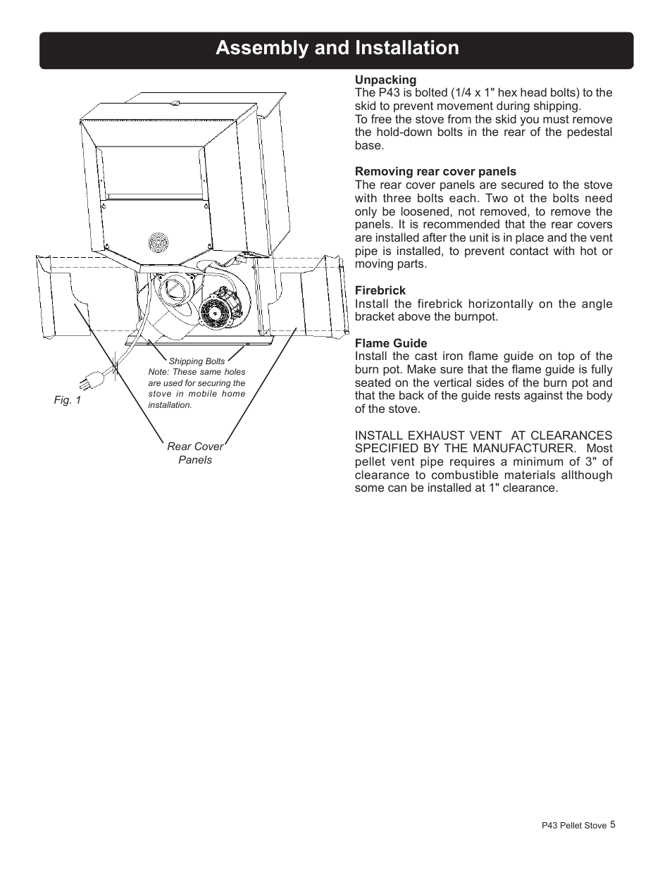 Assembly and installation | Harman Stove Company P43 User Manual | Page 5 / 32