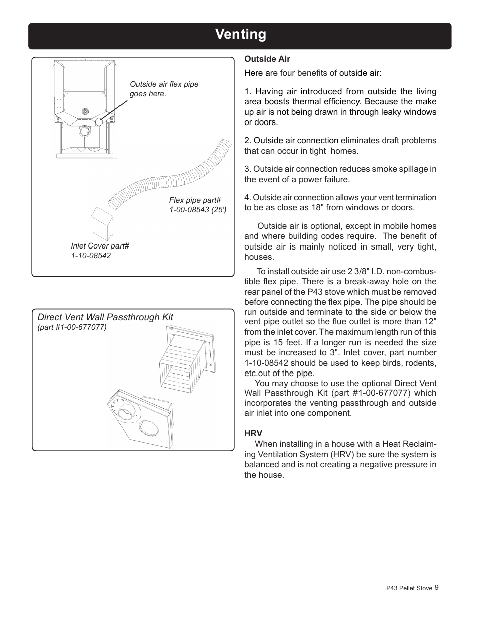 Venting | Harman Stove Company P43 User Manual | Page 9 / 32