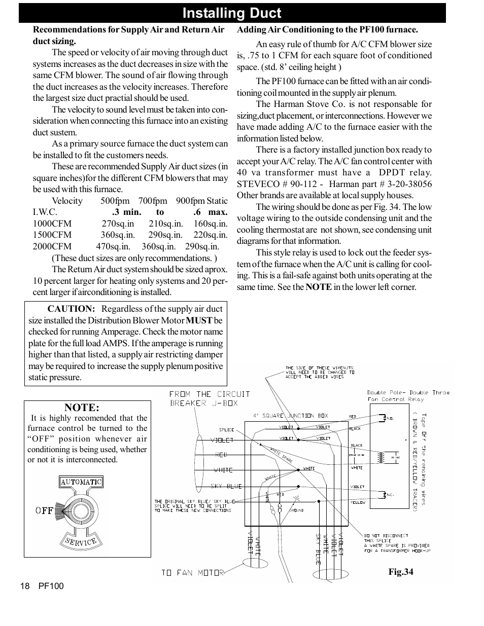 Installing duct/air conditioning installing duct | Harman Stove Company PF 100 User Manual | Page 18 / 41