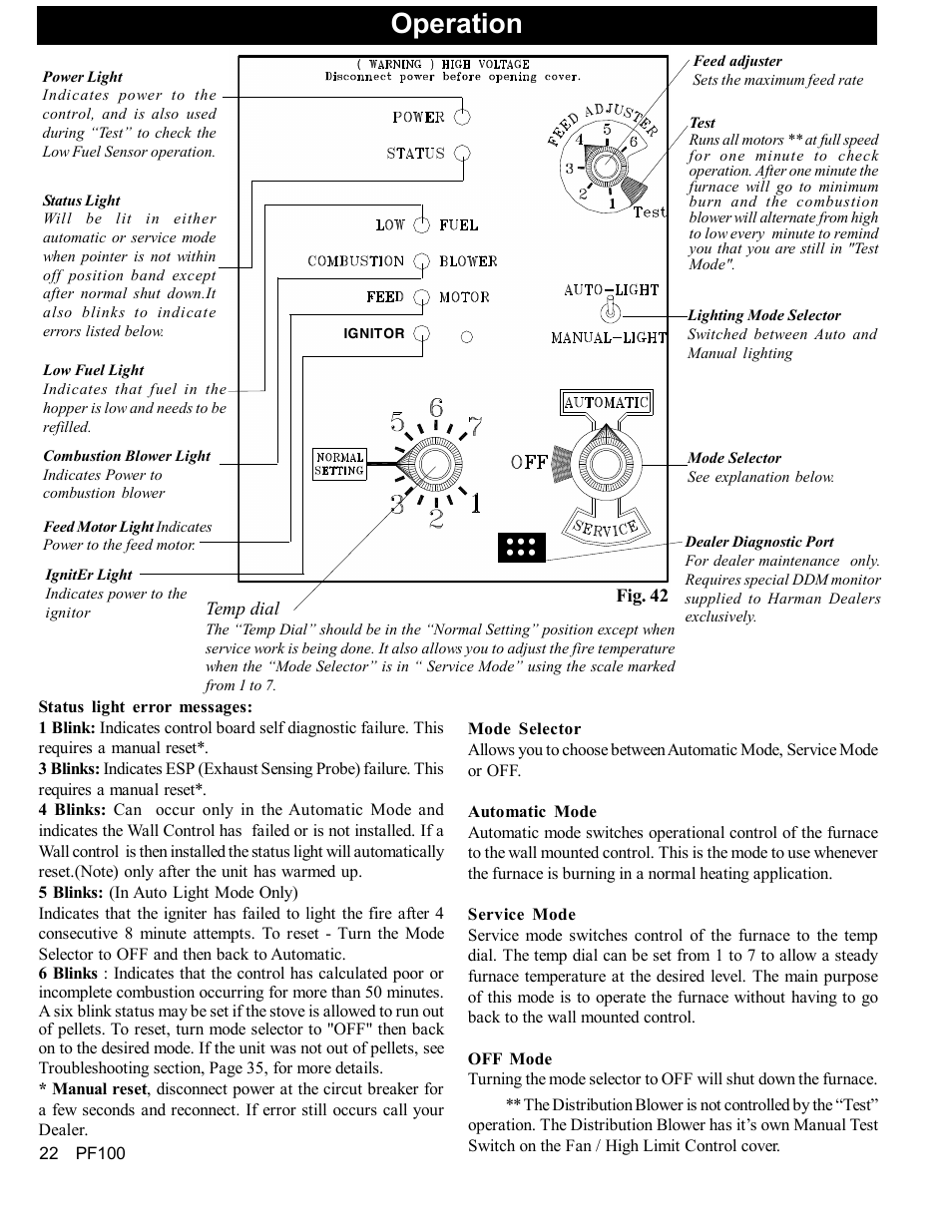 Operation | Harman Stove Company PF 100 User Manual | Page 22 / 41