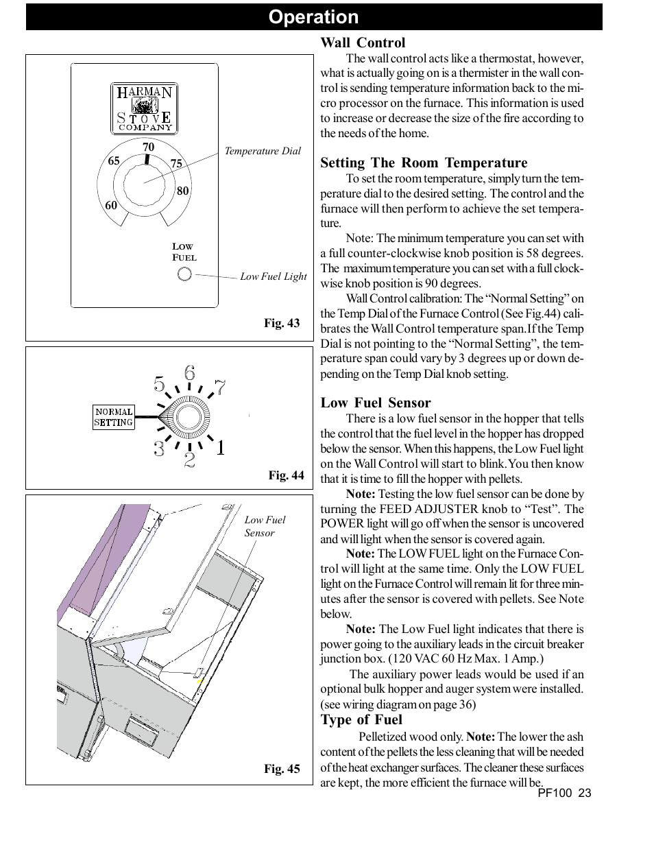 Operation | Harman Stove Company PF 100 User Manual | Page 23 / 41