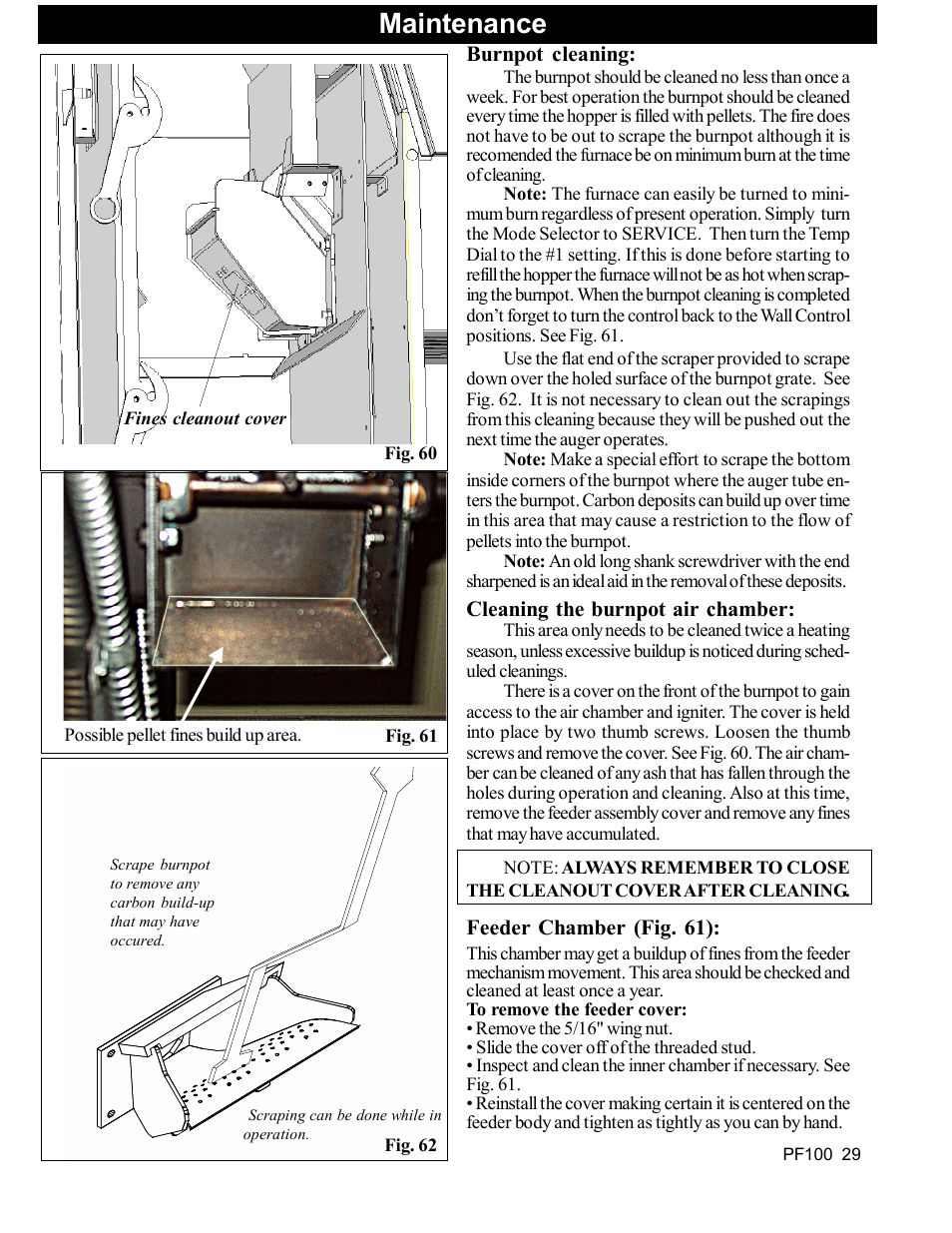 Maintenance | Harman Stove Company PF 100 User Manual | Page 29 / 41