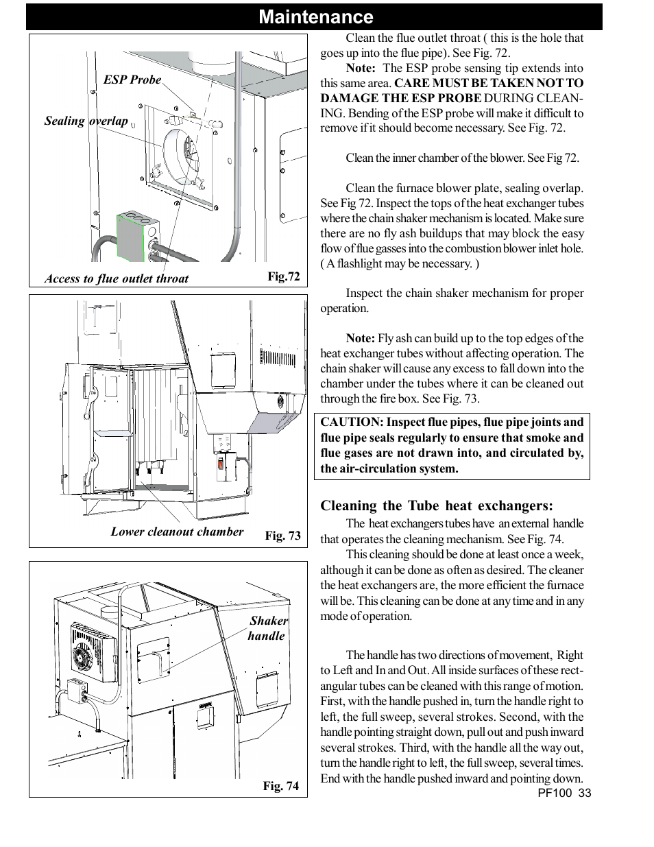 Maintenance | Harman Stove Company PF 100 User Manual | Page 33 / 41