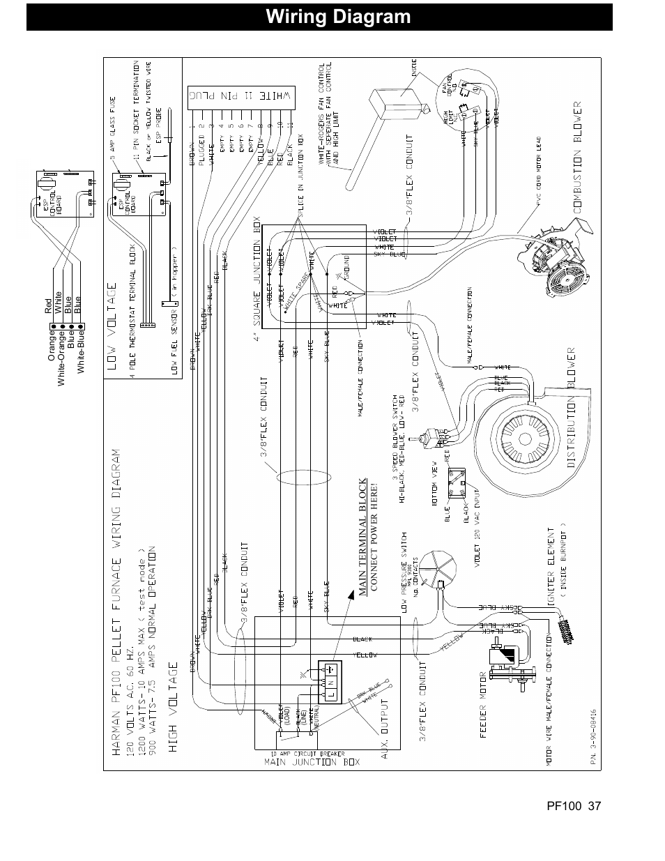 Wiring diagram | Harman Stove Company PF 100 User Manual | Page 37 / 41