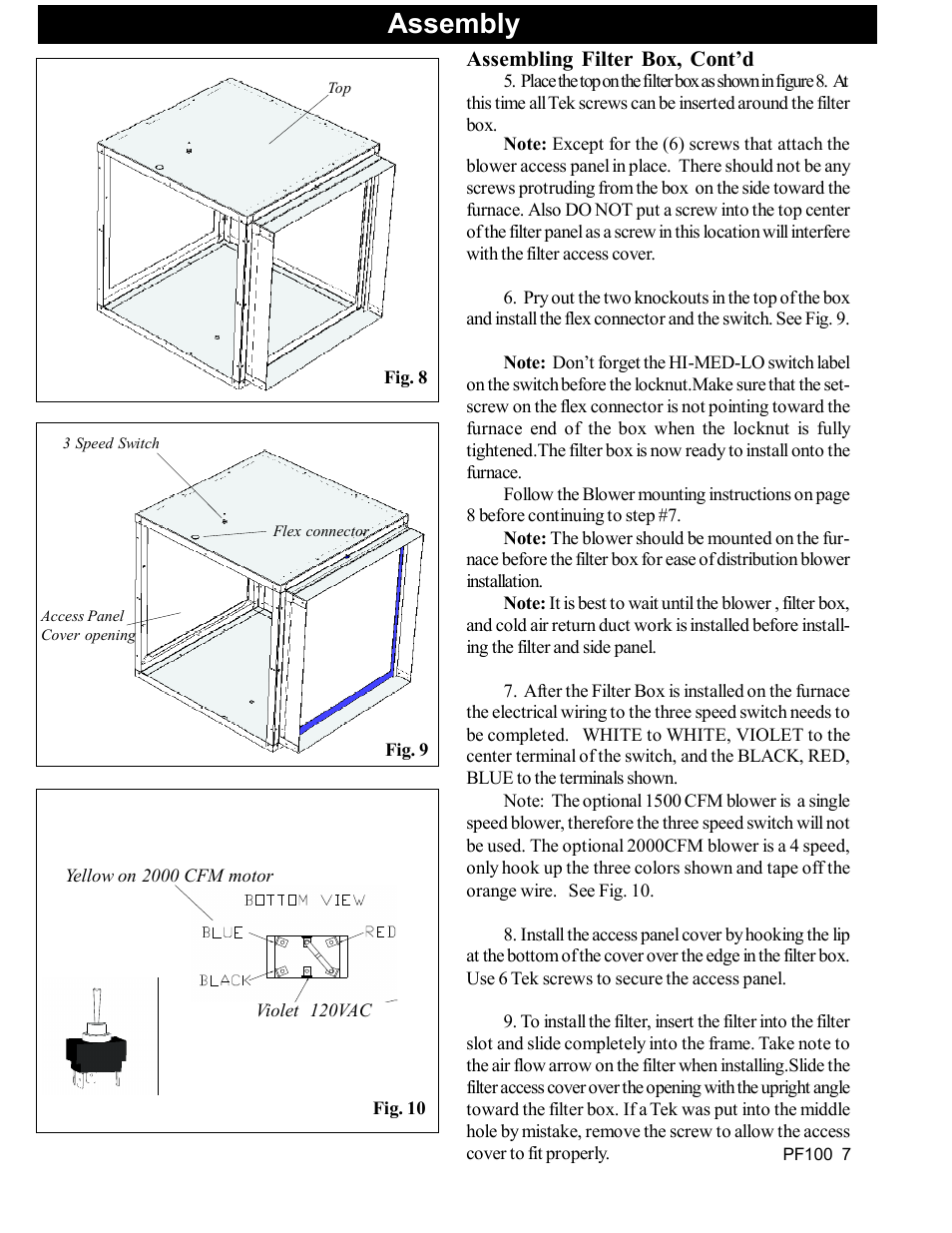 Assembly | Harman Stove Company PF 100 User Manual | Page 7 / 41