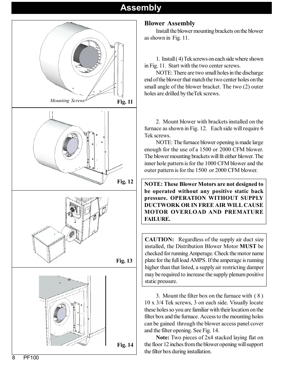 Assembly | Harman Stove Company PF 100 User Manual | Page 8 / 41