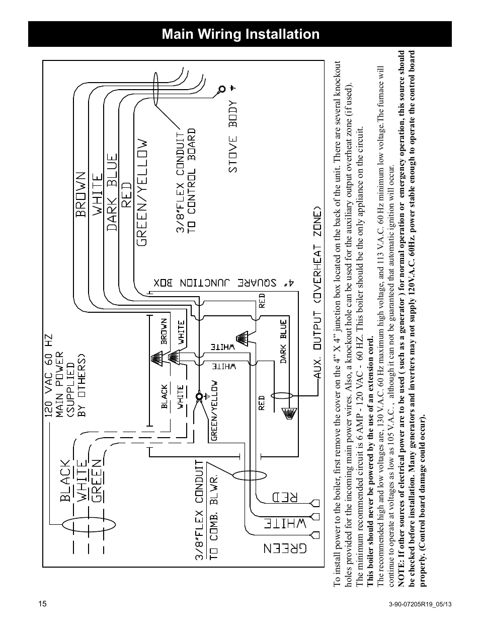 Main wiring installation | Harman Stove Company PB 105 User Manual | Page 15 / 50