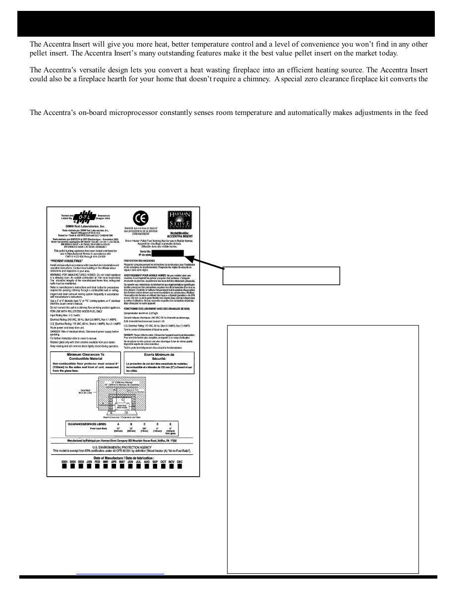 Harman Stove Company The Harman Accentra Pellet Insert User Manual | Page 2 / 37