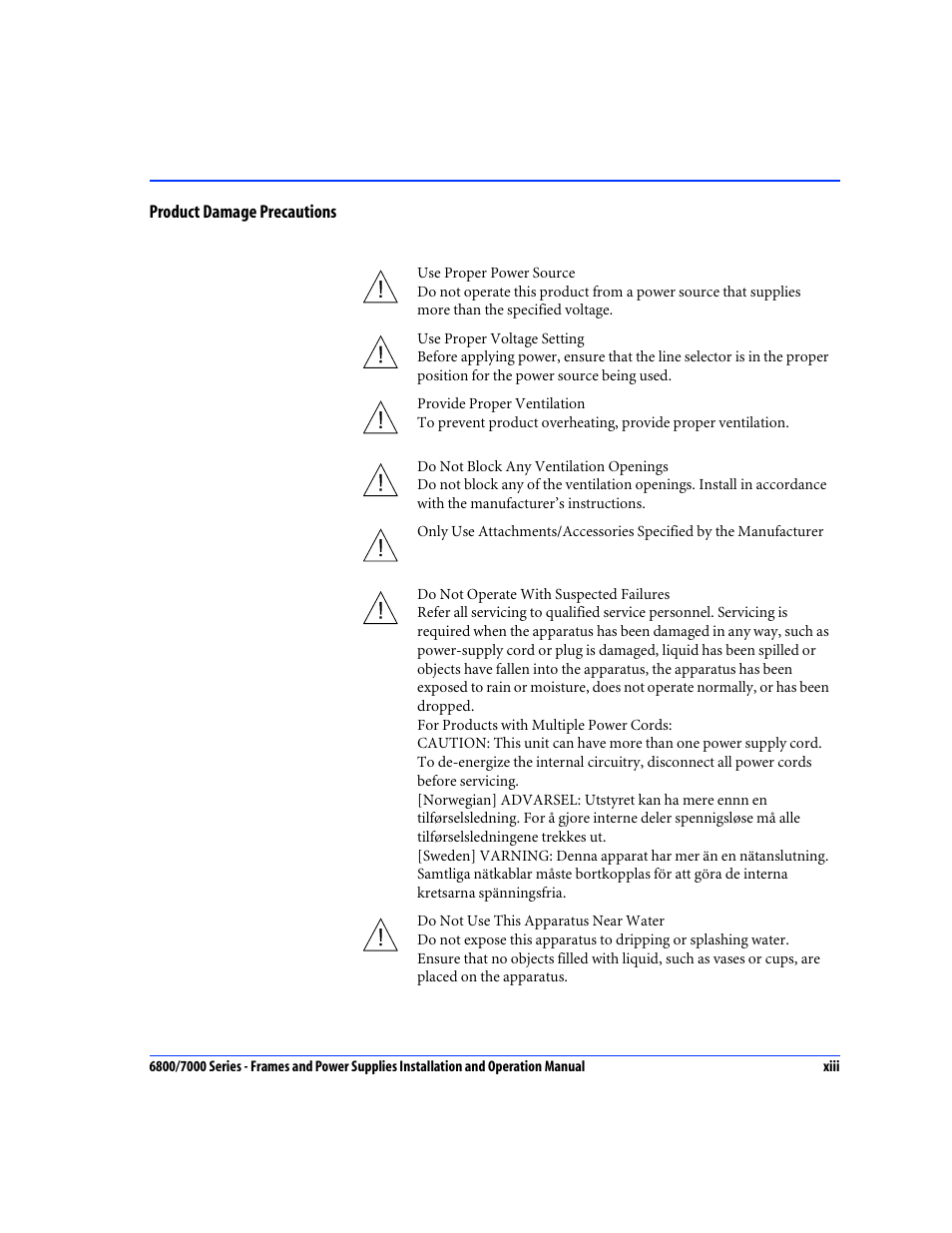 Product damage precautions | Harris Performance 7000 User Manual | Page 15 / 76