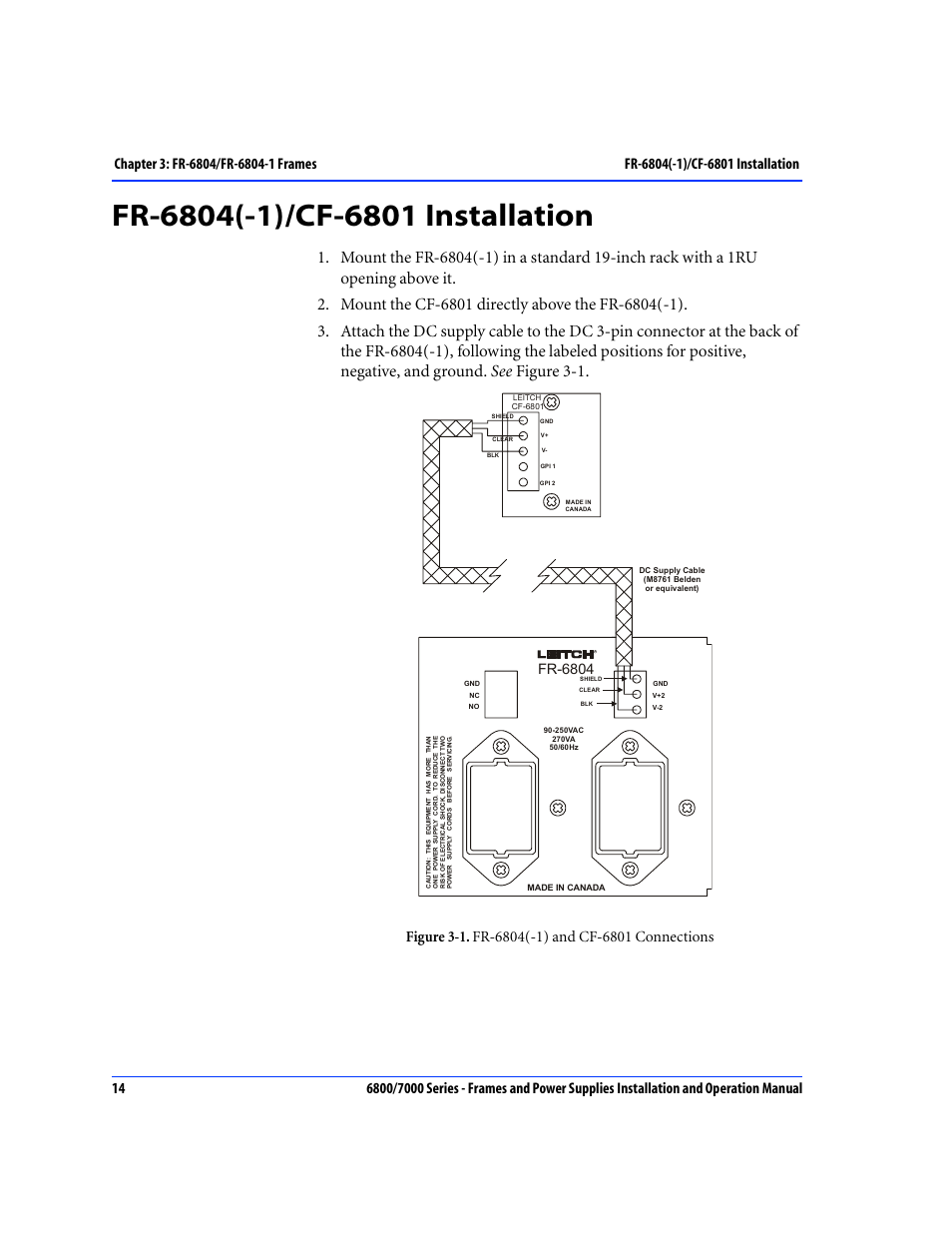 Fr-6804(-1)/cf-6801 installation, Fr-6804 | Harris Performance 7000 User Manual | Page 40 / 76