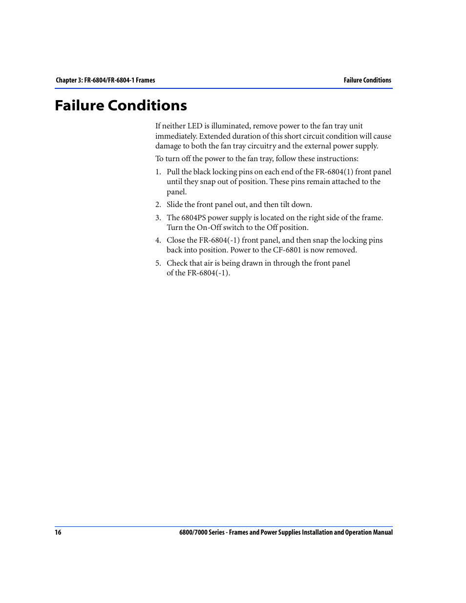 Failure conditions | Harris Performance 7000 User Manual | Page 42 / 76