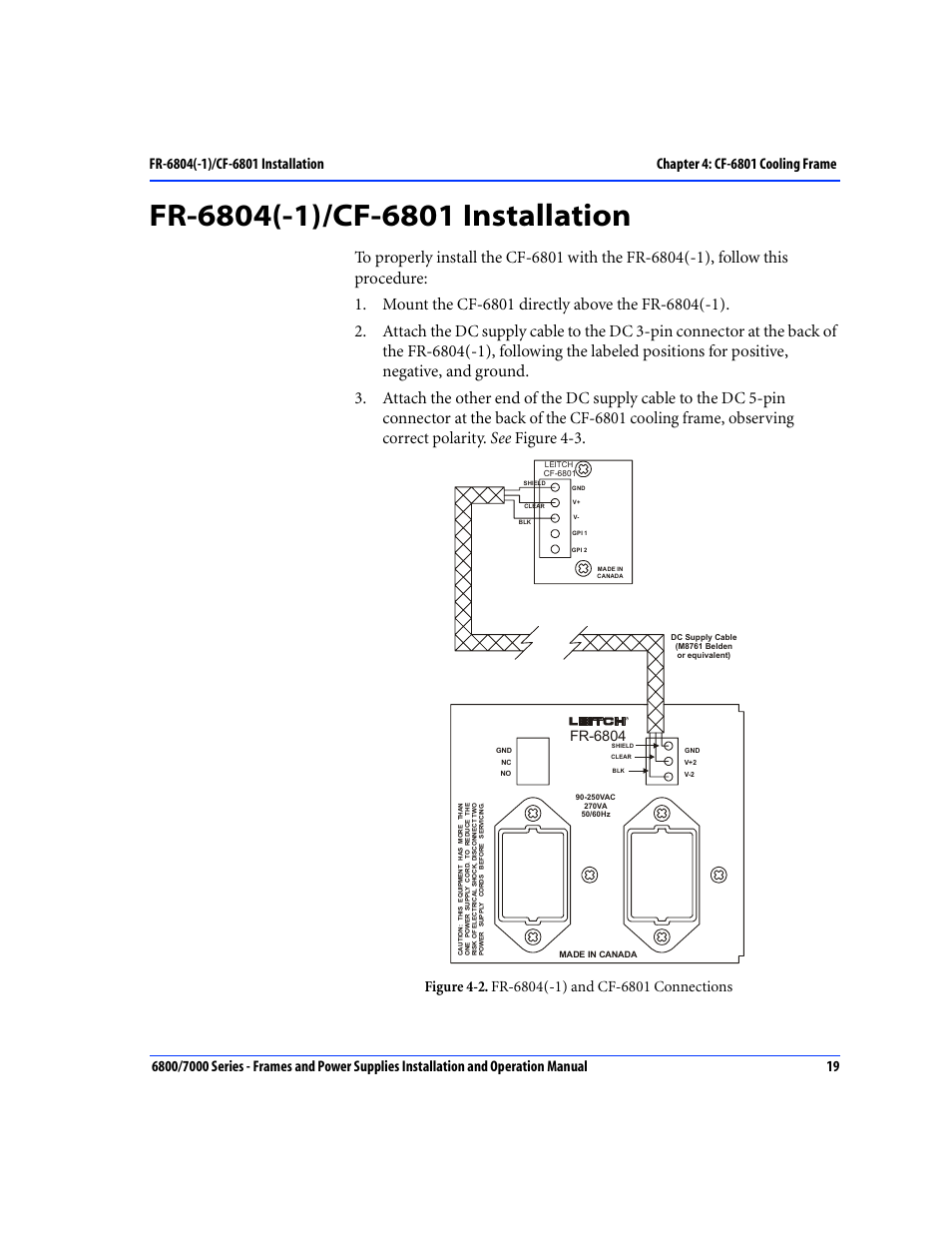 Fr-6804(-1)/cf-6801 installation, Fr-6804 | Harris Performance 7000 User Manual | Page 45 / 76