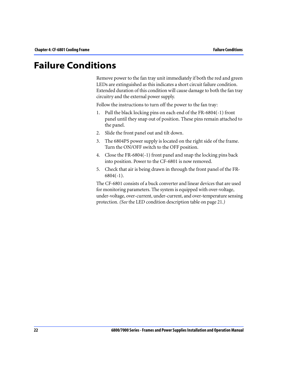 Failure conditions | Harris Performance 7000 User Manual | Page 48 / 76