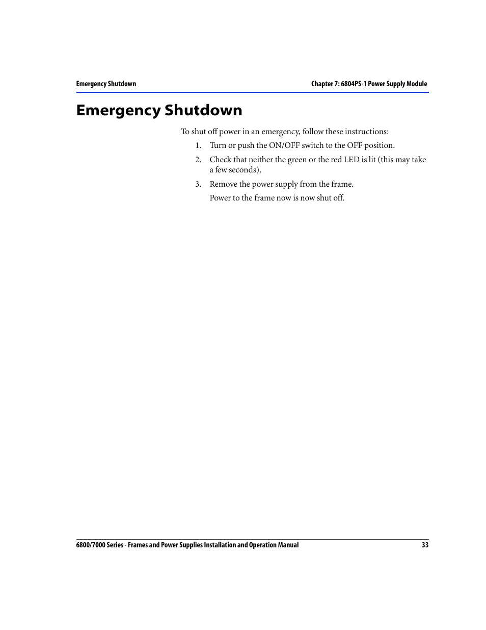 Emergency shutdown | Harris Performance 7000 User Manual | Page 59 / 76