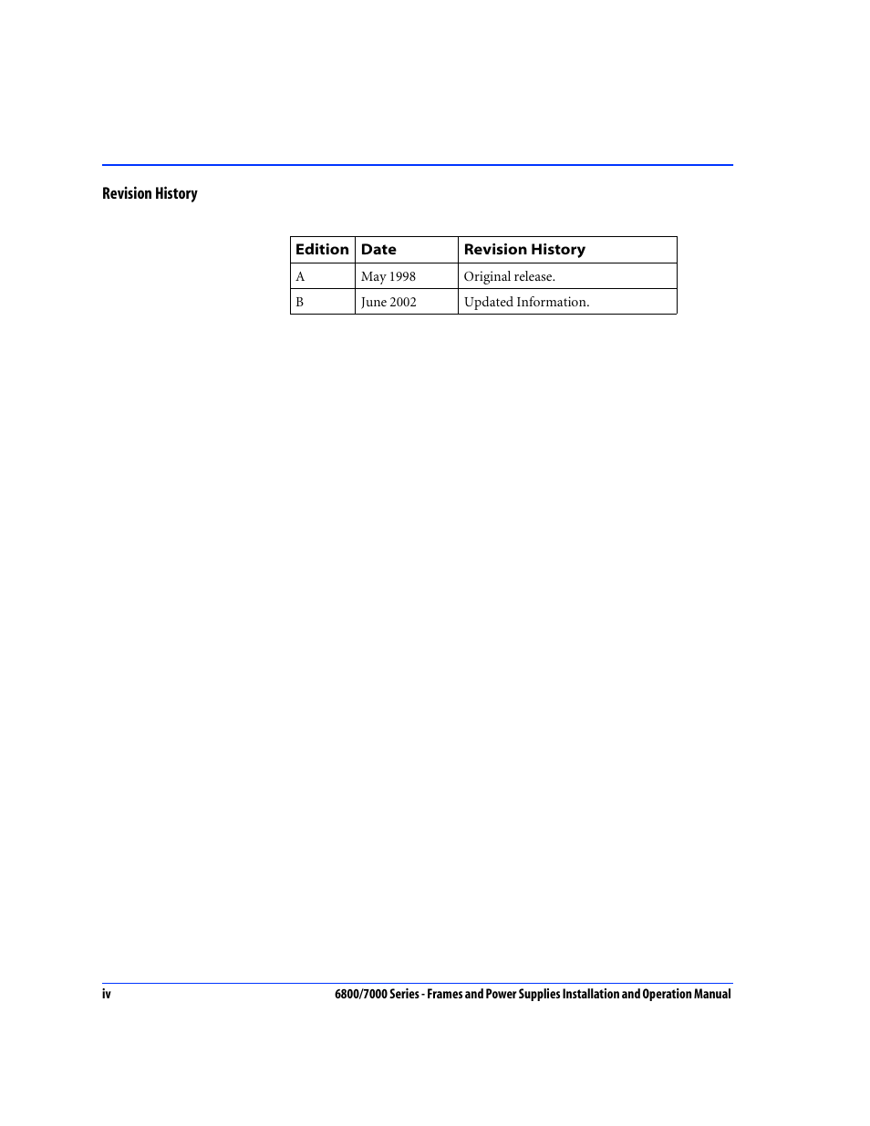 Revision history | Harris Performance 7000 User Manual | Page 6 / 76