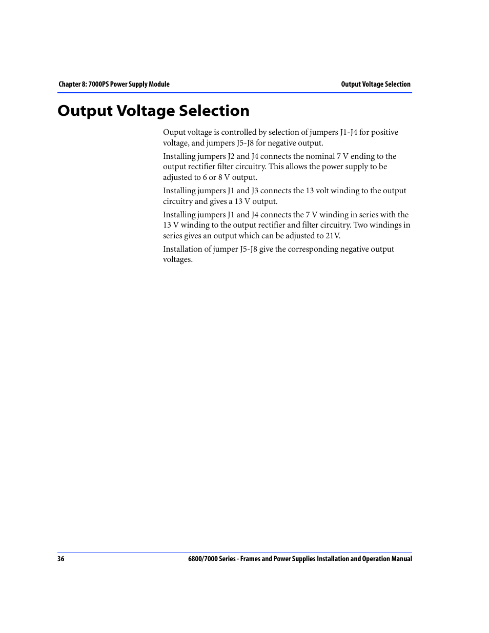 Output voltage selection | Harris Performance 7000 User Manual | Page 62 / 76