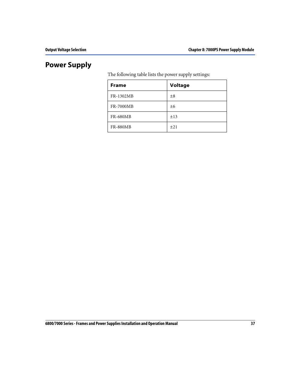 Power supply | Harris Performance 7000 User Manual | Page 63 / 76