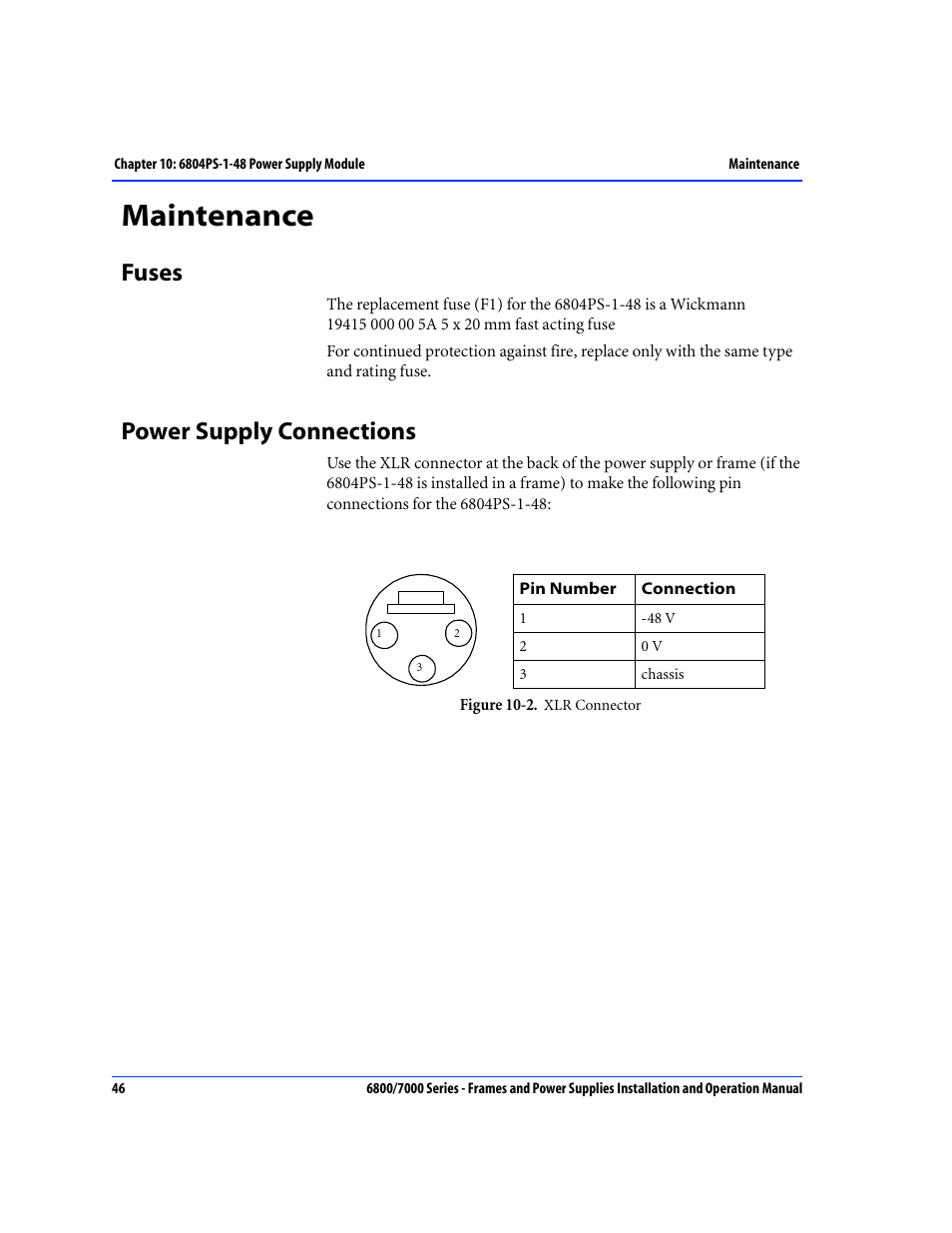 Maintenance, Fuses, Power supply connections | Fuses power supply connections | Harris Performance 7000 User Manual | Page 72 / 76