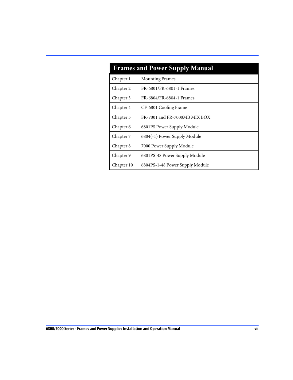 Frames and power supply manual | Harris Performance 7000 User Manual | Page 9 / 76