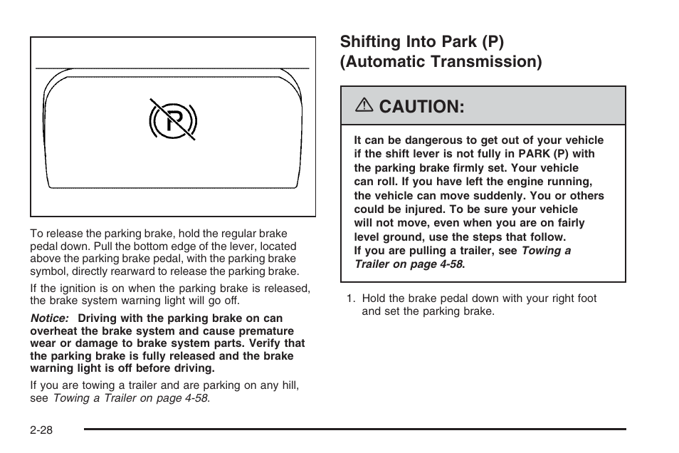 Shifting into park (p) (automatic transmission), Caution | Hummer 2006 H3 User Manual | Page 104 / 420