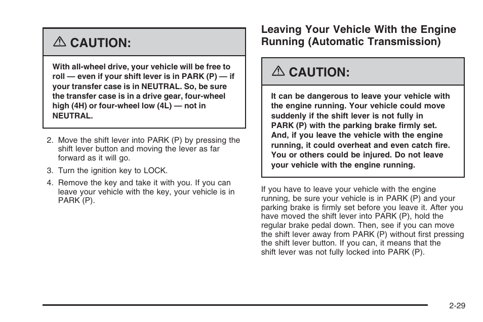 Caution | Hummer 2006 H3 User Manual | Page 105 / 420