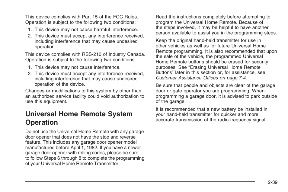Universal home remote system operation, Universal home remote system operation -39 | Hummer 2006 H3 User Manual | Page 115 / 420