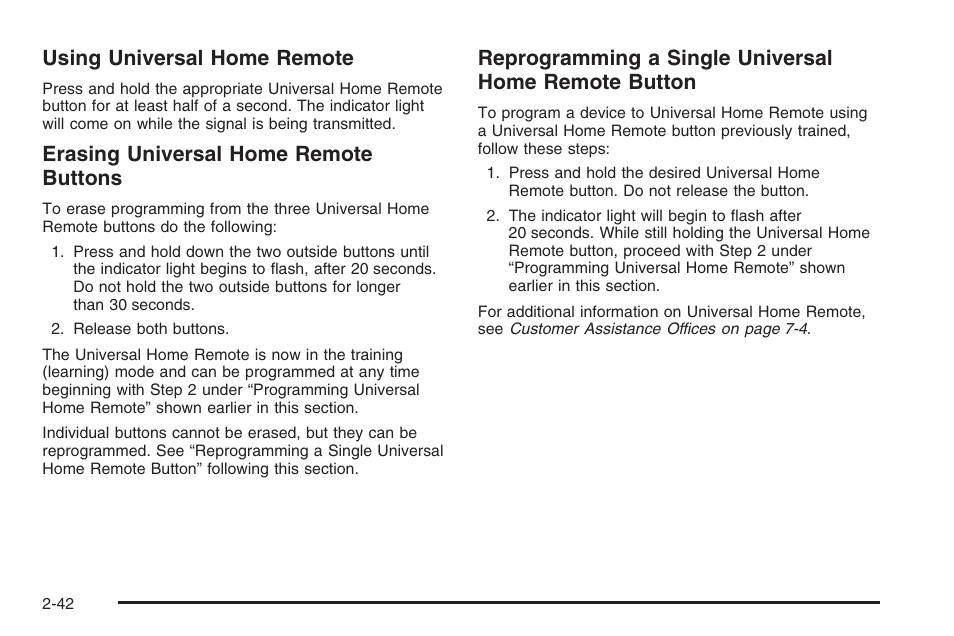 Using universal home remote, Erasing universal home remote buttons | Hummer 2006 H3 User Manual | Page 118 / 420
