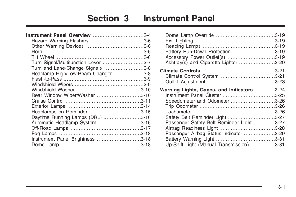 Instrument panel, Instrument panel -1 | Hummer 2006 H3 User Manual | Page 125 / 420