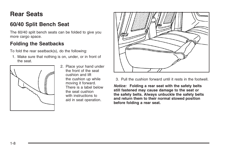 Rear seats, 60/40 split bench seat, Rear seats -8 | 60/40 split bench seat -8 | Hummer 2006 H3 User Manual | Page 14 / 420