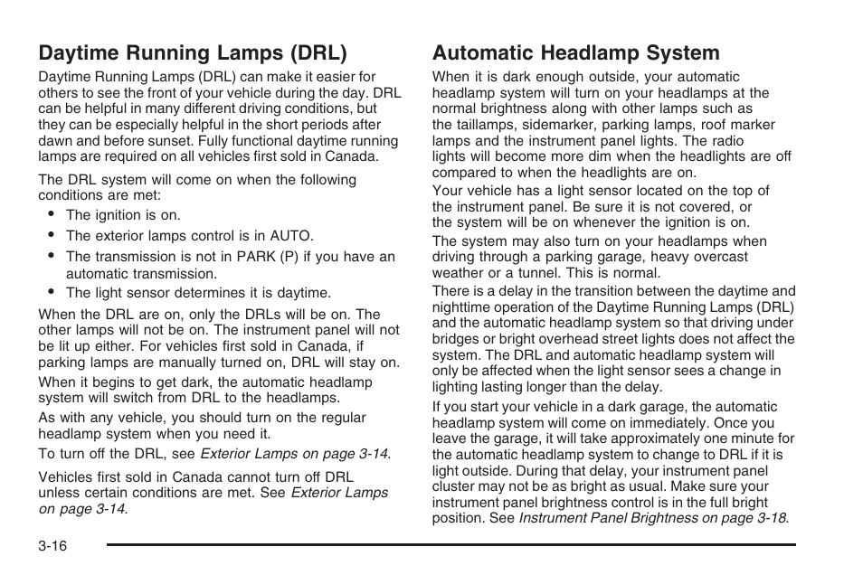 Daytime running lamps (drl), Automatic headlamp system | Hummer 2006 H3 User Manual | Page 140 / 420