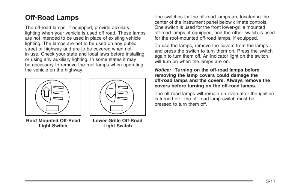 Off-road lamps, Off-road lamps -17 | Hummer 2006 H3 User Manual | Page 141 / 420