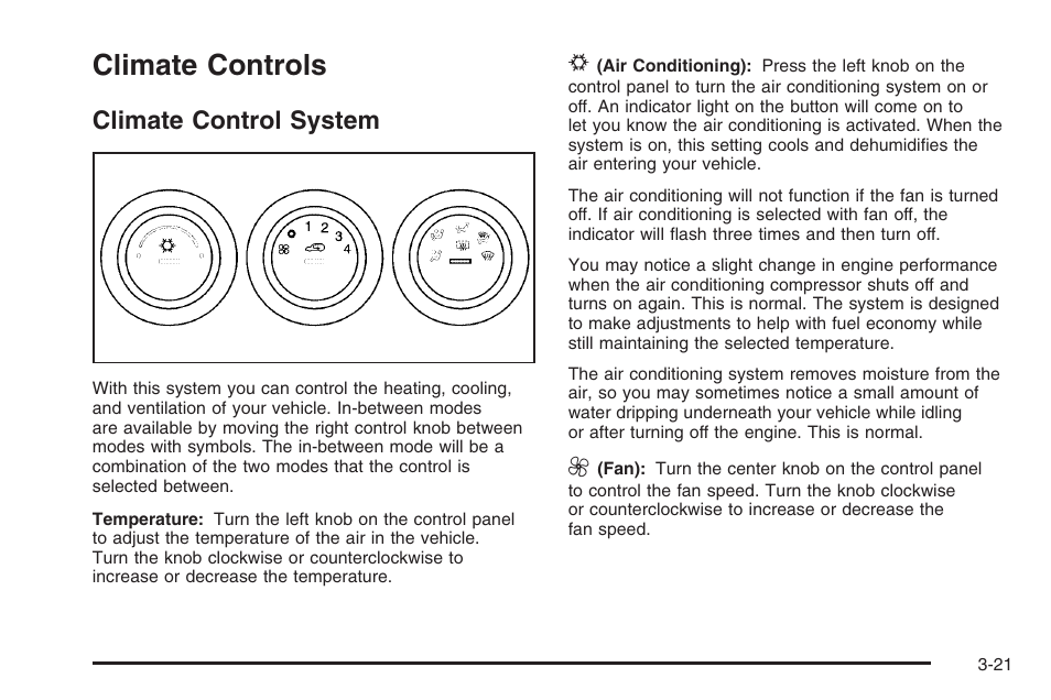 Climate controls, Climate control system, Climate controls -21 | Climate control system -21, Climate control, System | Hummer 2006 H3 User Manual | Page 145 / 420