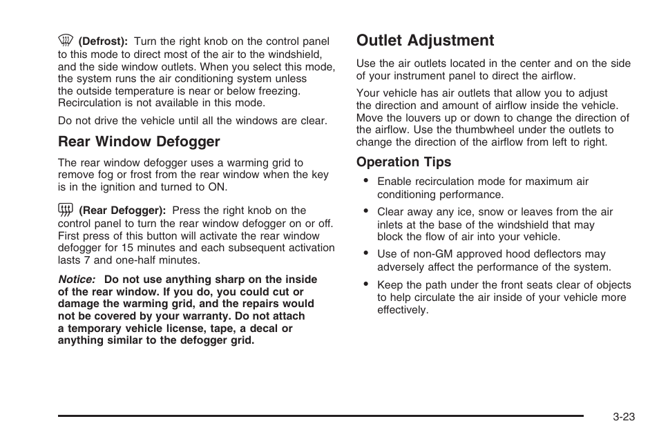 Outlet adjustment, Outlet adjustment -23 | Hummer 2006 H3 User Manual | Page 147 / 420