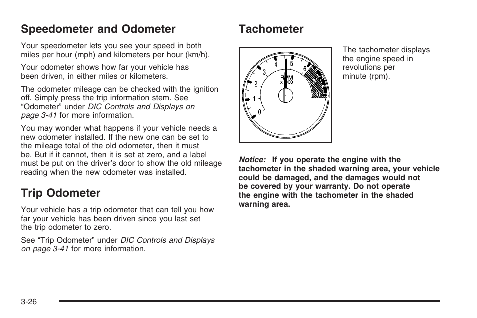 Speedometer and odometer, Trip odometer, Tachometer | Hummer 2006 H3 User Manual | Page 150 / 420