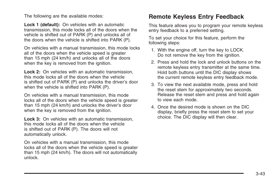 Remote keyless entry feedback | Hummer 2006 H3 User Manual | Page 167 / 420